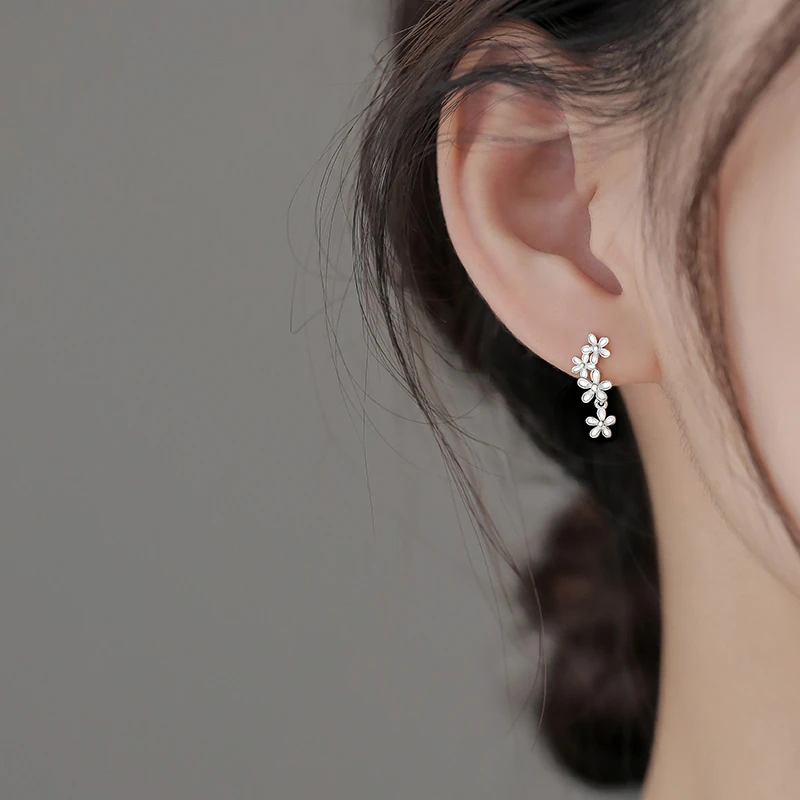 足银耳饰 999纯银繁花耳钉小众设计女2025新款爆款耳饰高级感耳环