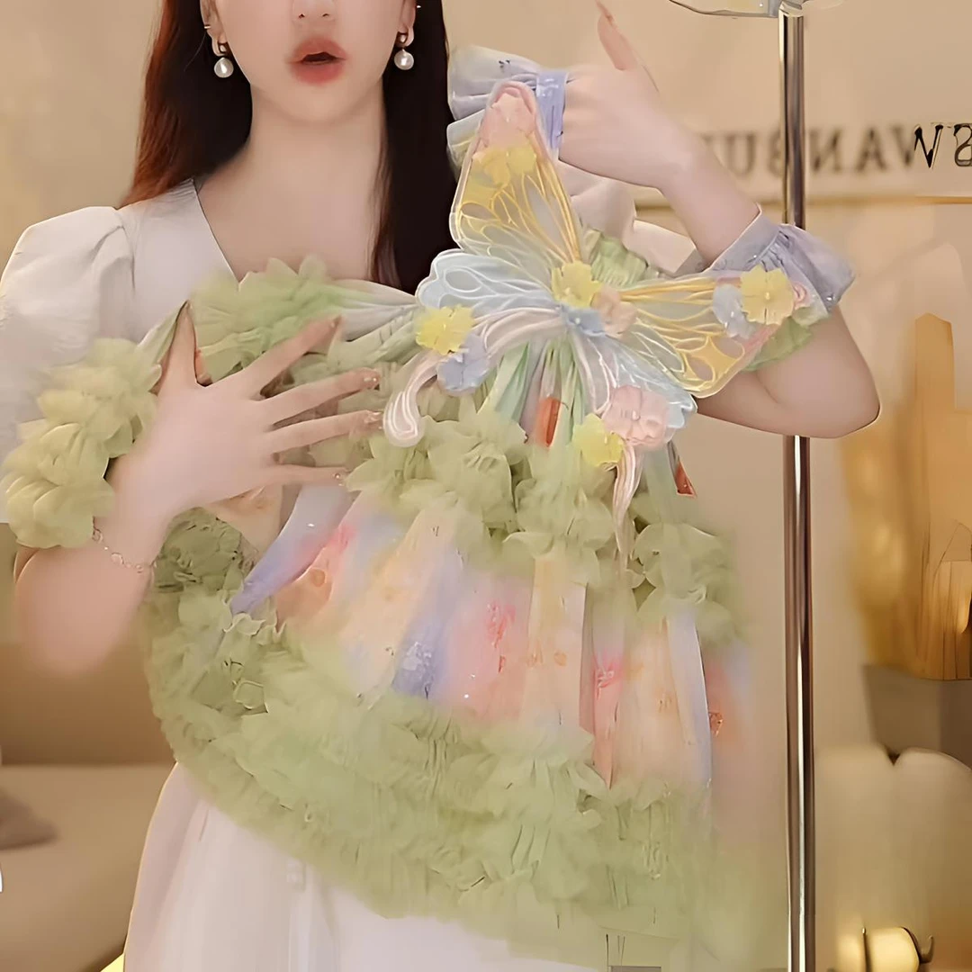 女童连衣裙洛丽塔夏装儿童新款02025洋气夏季吊带蓬蓬公主礼服裙