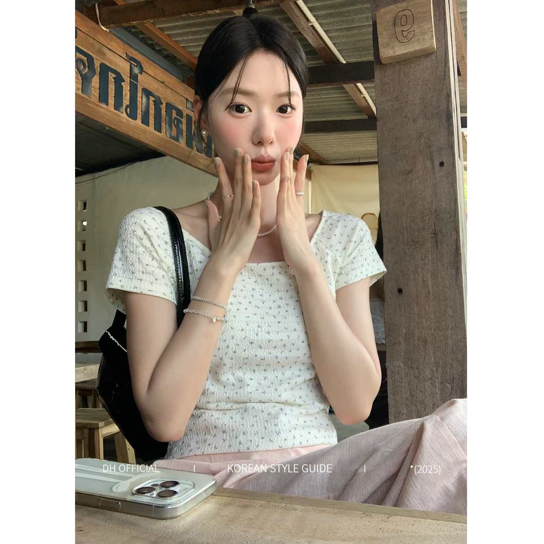 DH OFFICIAL 大花【碎花物语 floral】气质温柔修身显瘦碎花针织衫