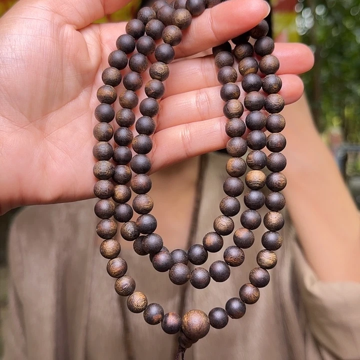 沉香手串海南高山料虎斑紫奇沉水浮圆珠多圈一条0.8-36g➕