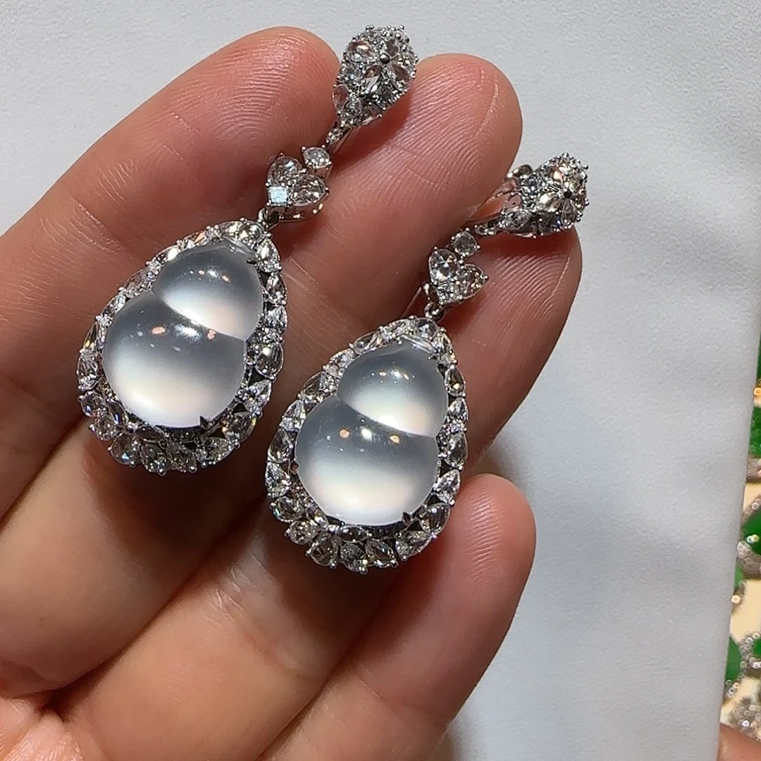 翡翠18K金镶嵌耳饰葫芦耳环