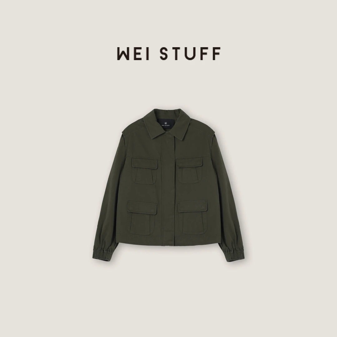 WEI STUFF 束风者春季纯棉户外休闲百搭多口袋翻领工装外套 8175