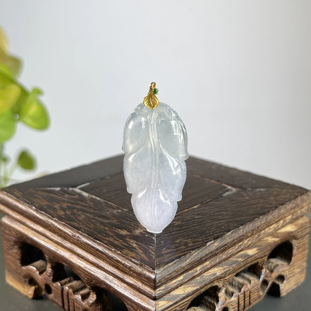 JCB17-92 天然翡翠缅甸A货 18K扣大业有成