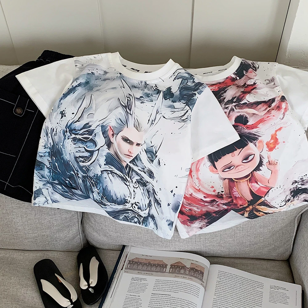 哪吒短袖t恤男孩夏季2025新款帅气男童敖光T恤半袖上衣百搭潮儿童