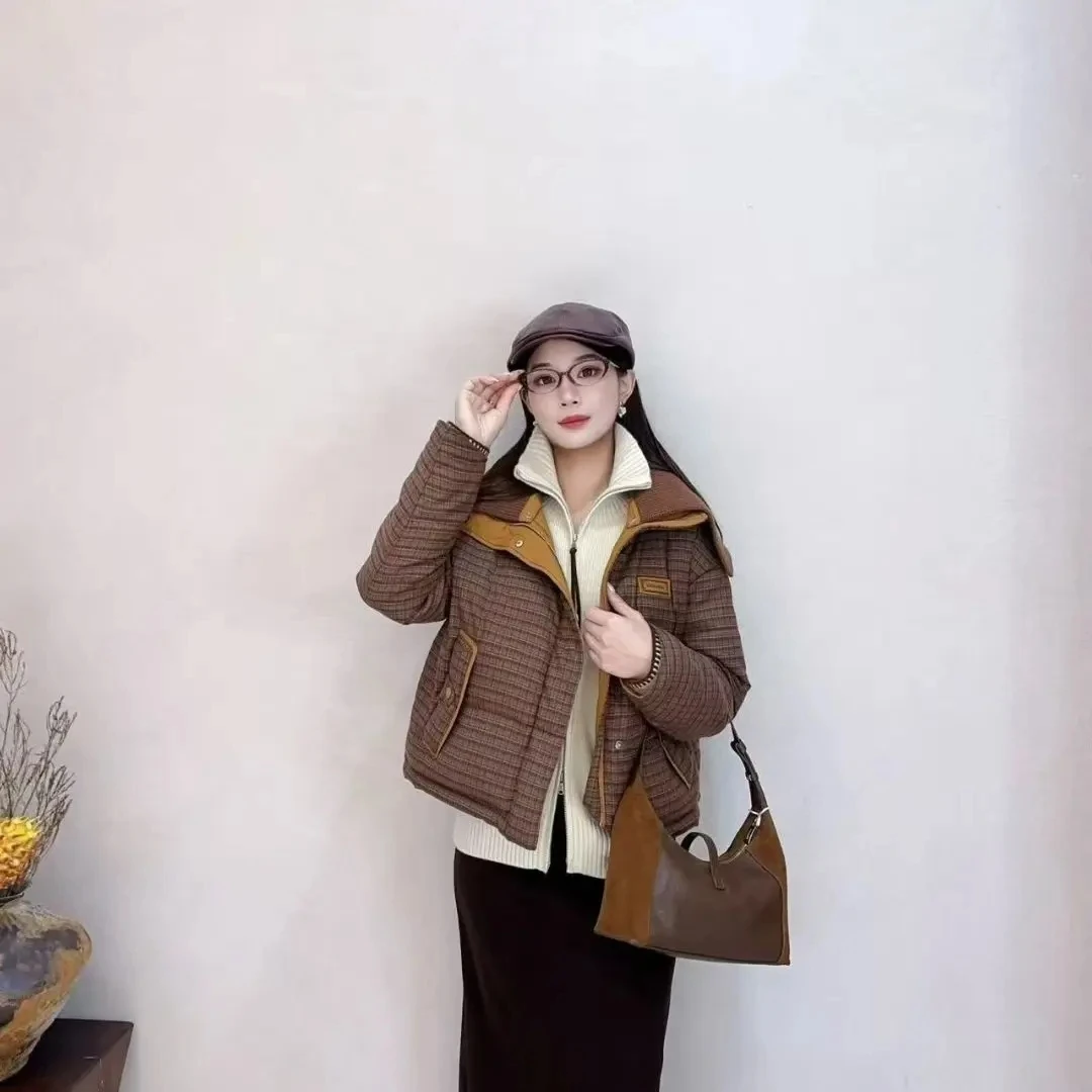 女冬季时尚拼接两面穿宽松显瘦保暖鸭绒外套
