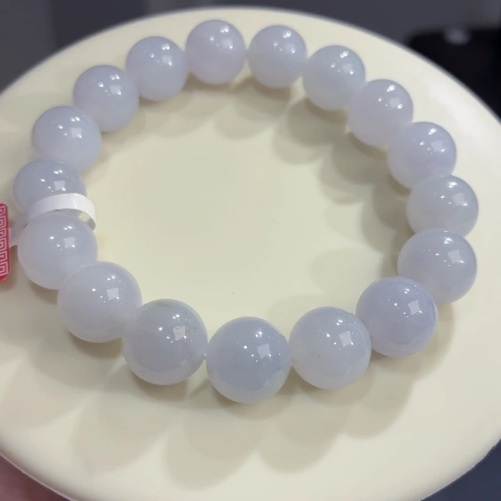 翡翠未镶嵌手链冰胶浅紫卡12