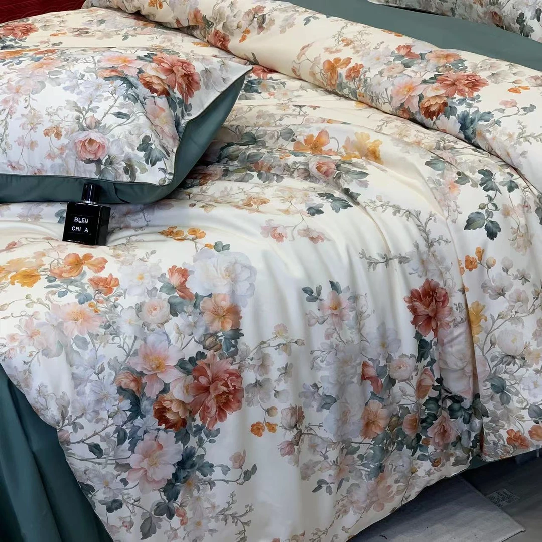 繁华拾光 莱赛尔兰精天丝棉数码印花埋绳边款四件套