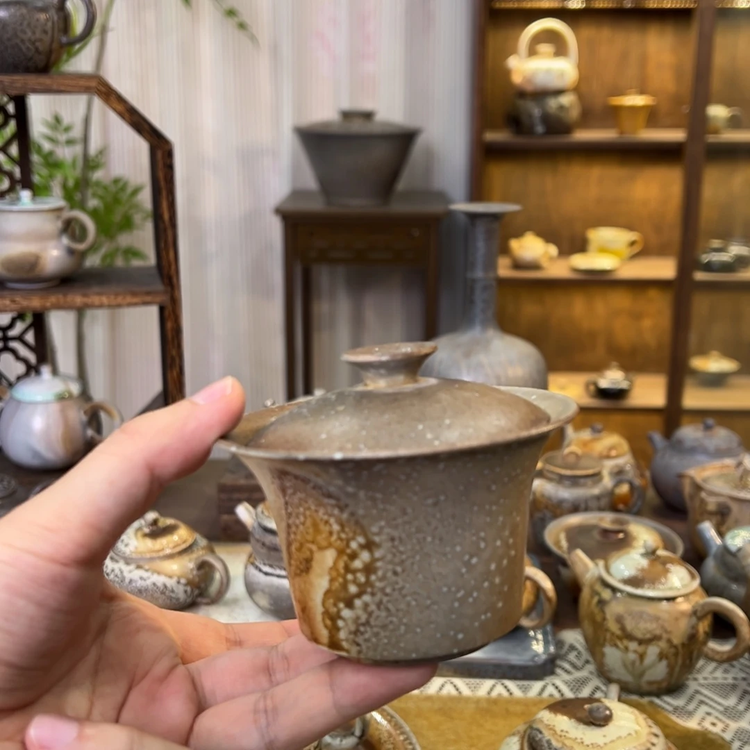 不染柴烧精品盖碗