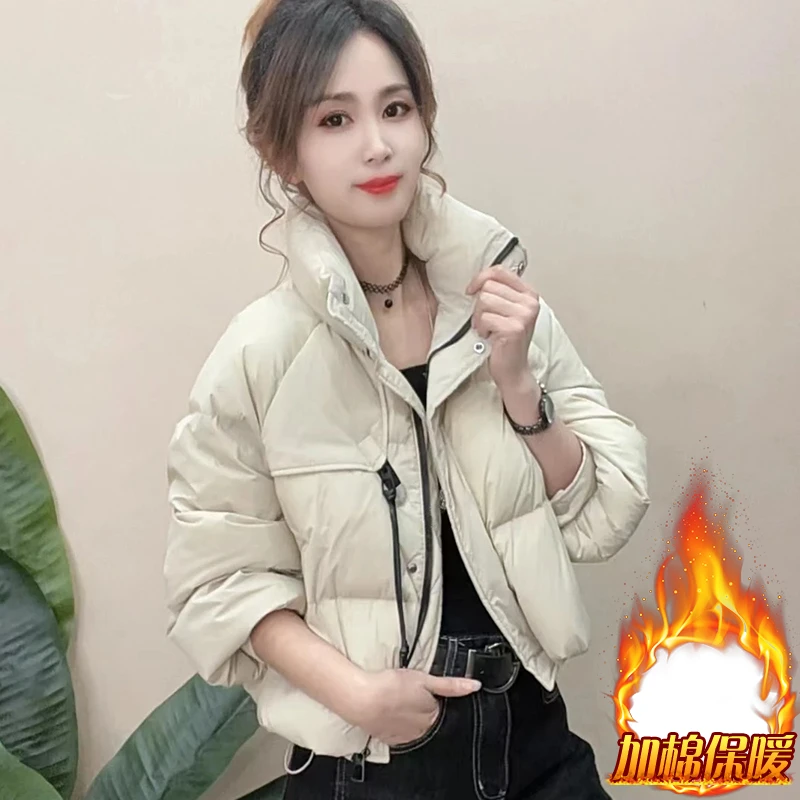 时尚短款立领气质棉服女2025年冬季新款小个子洋气加厚面包服外套