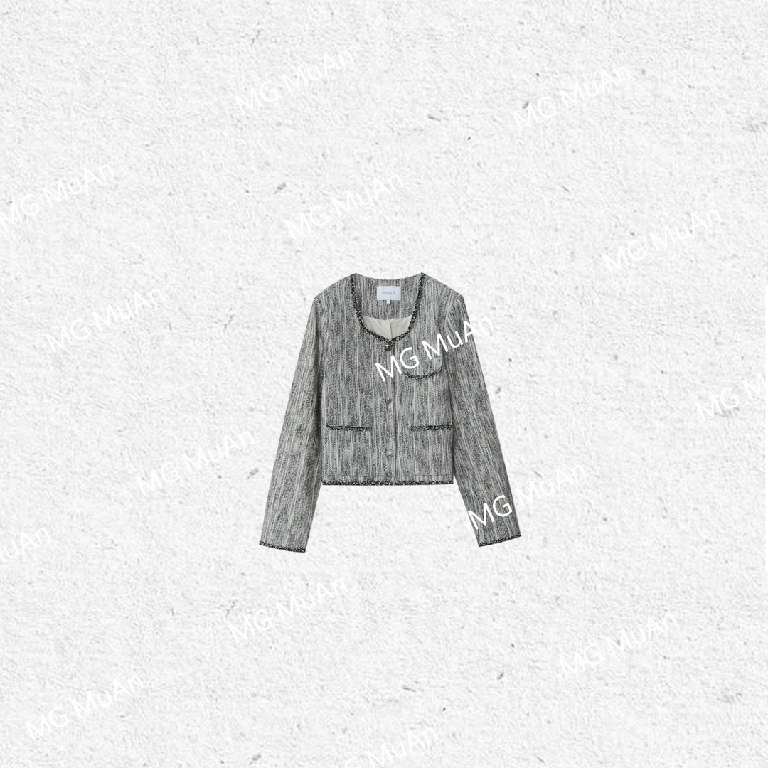 【华尔兹小香】 muan新款定制小香长袖纱线麻料外套女DG3-8001