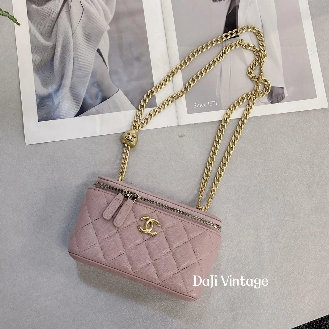 大吉中古/Chanel香奈儿干枯玫瑰粉爱心金球长盒斜挎包