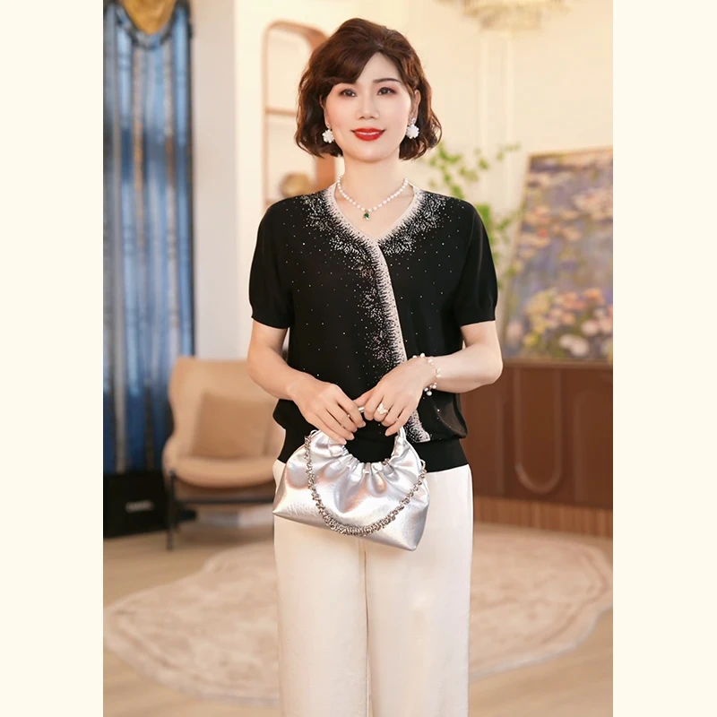 2025新款妈妈装夏装洋气气质中年女装宽松新休闲小衫