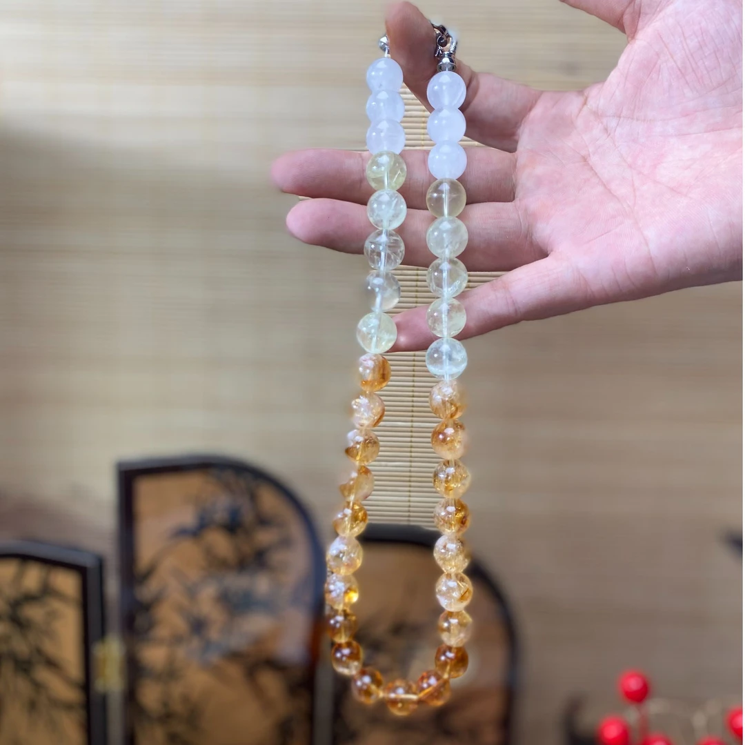 AGL132【美拉德渐变黄塔】天然水晶黄塔晶净体项链渐变美拉德色系