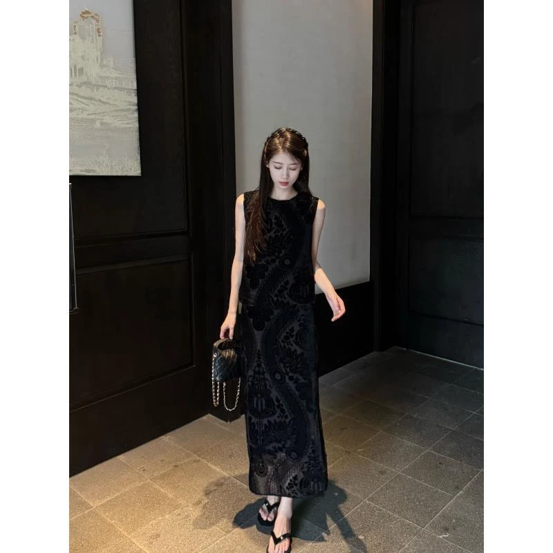 T113122M法式少女风中国风静奢风小黑裙时尚套装裙子黑色