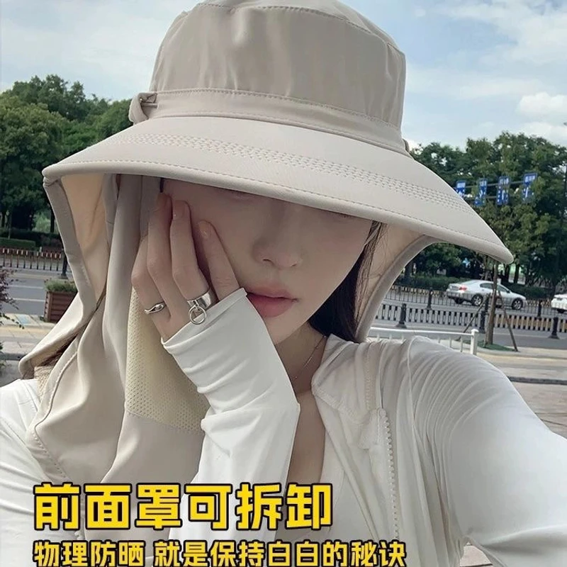 全方位防晒帽子透气遮脸面罩护颈一体太阳帽防紫外线户外遮阳帽女