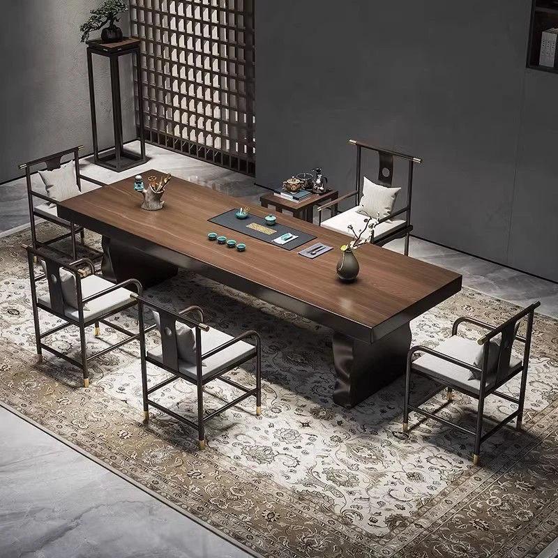 新中式实木大板茶桌一体茶台高端桌子轻奢禅意高级感桌椅家用组合