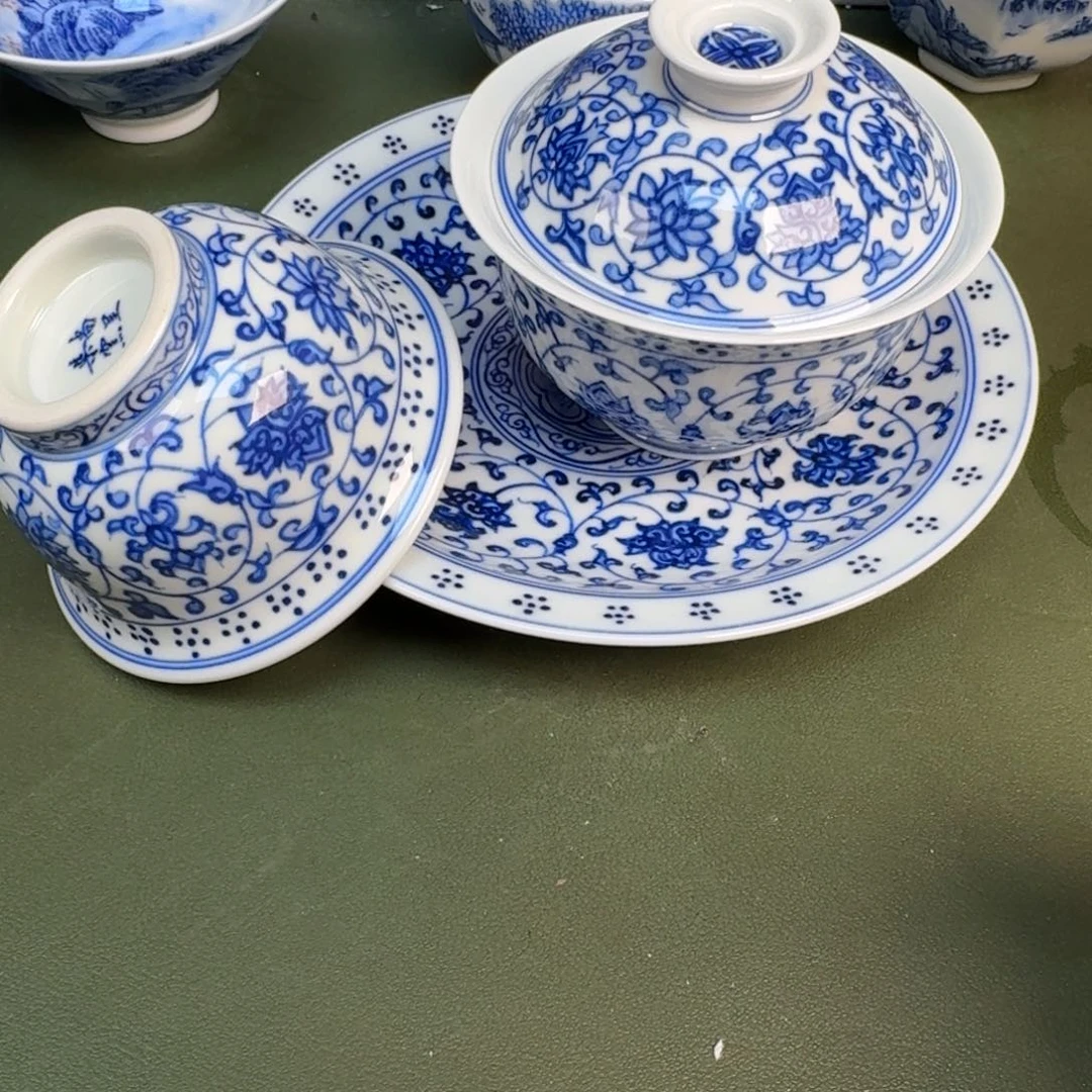 瓷景德镇纯手绘茶具圆圆202，203，204