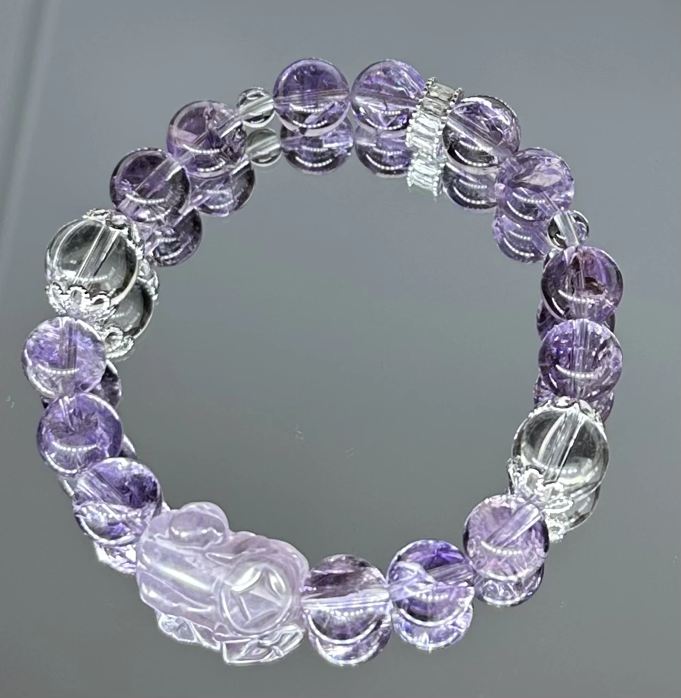 月光紫珀 貔貅diy手串