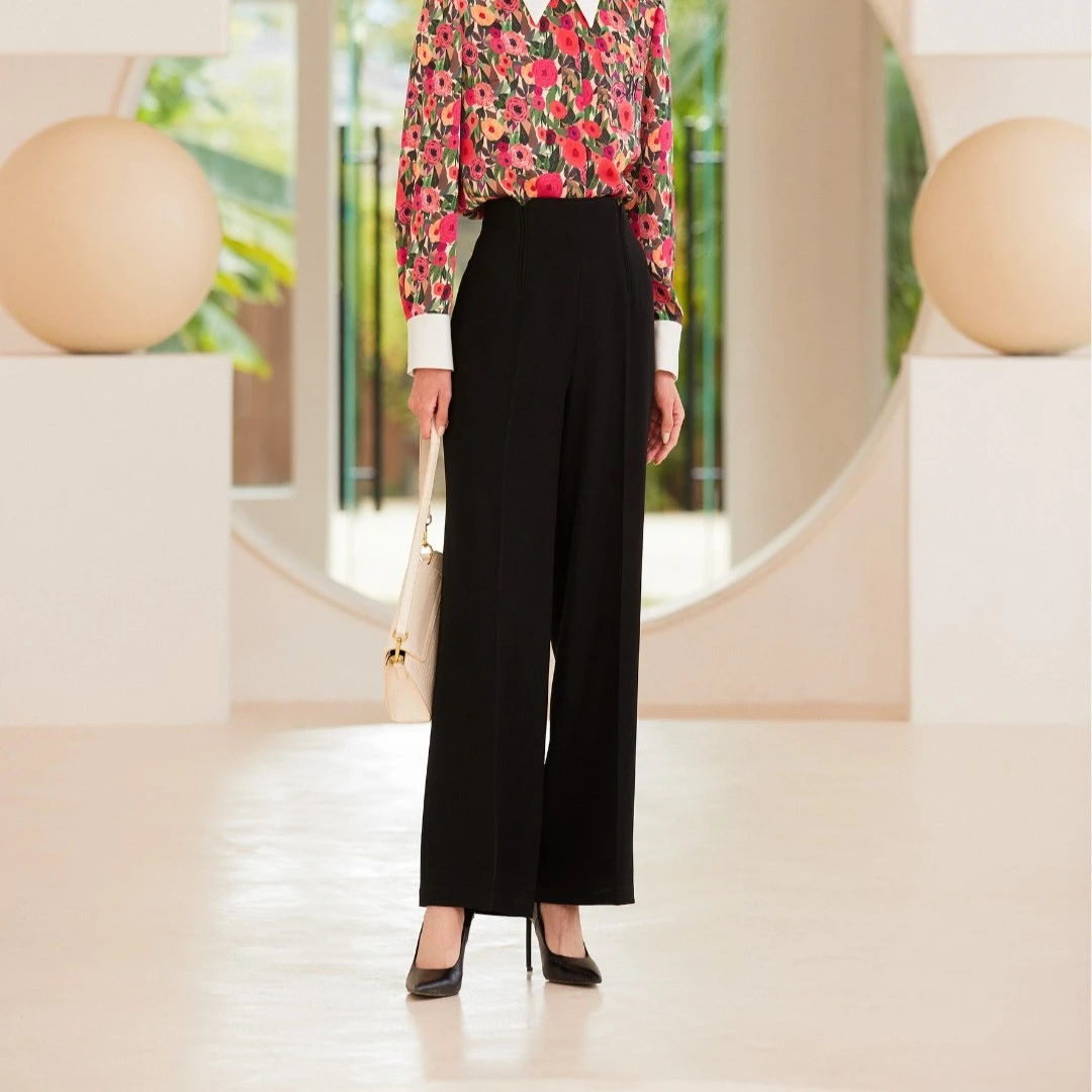 【辛小北专属】M102302953曼德诗高腰阔腿裤气质时尚宽松垂感百搭