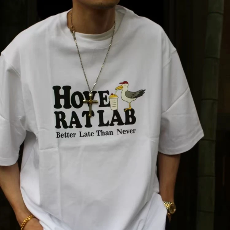 美式复古休闲鸭子印花短袖 夏季男女情侣T恤潮牌体恤-2201