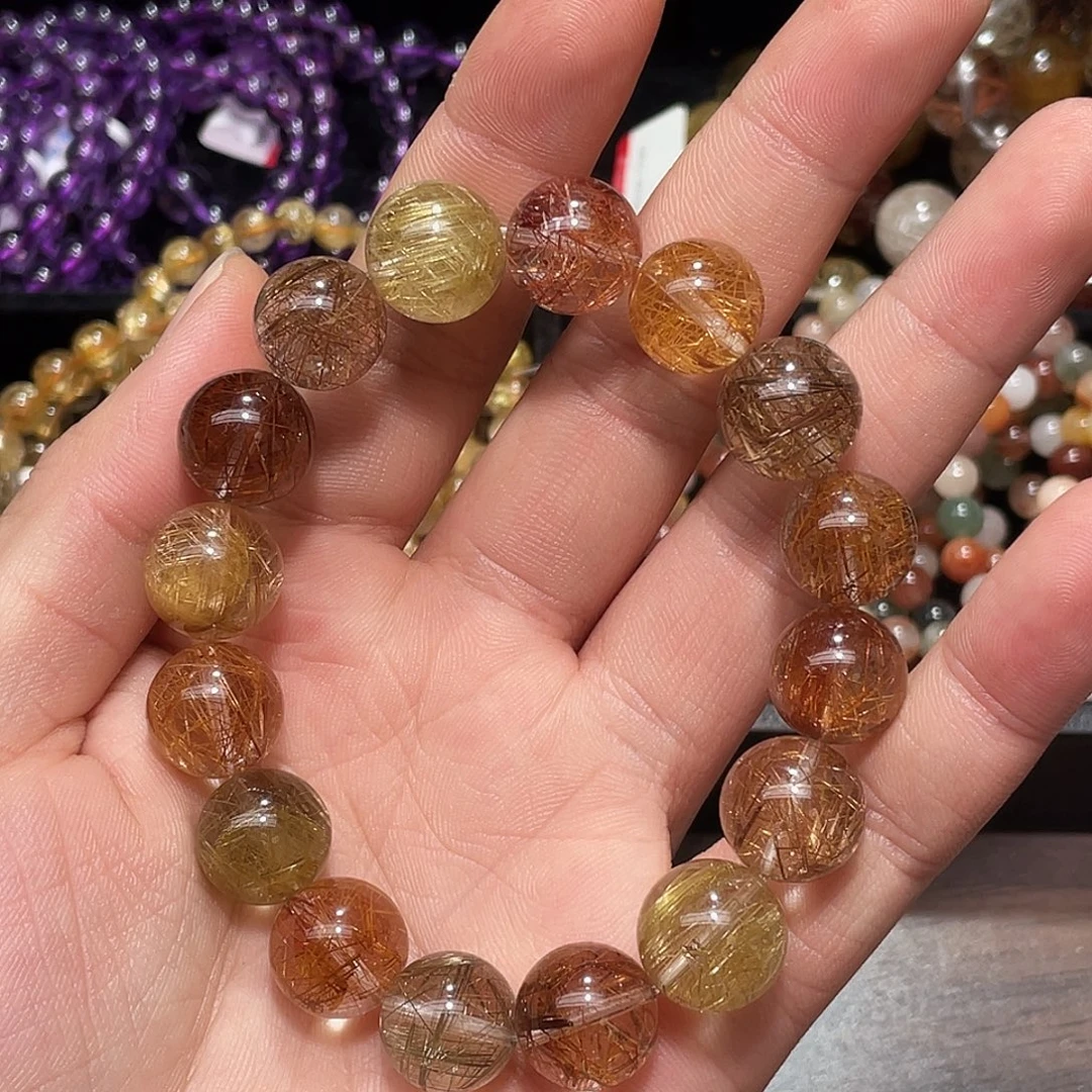 水晶手链未镶嵌彩发晶13+