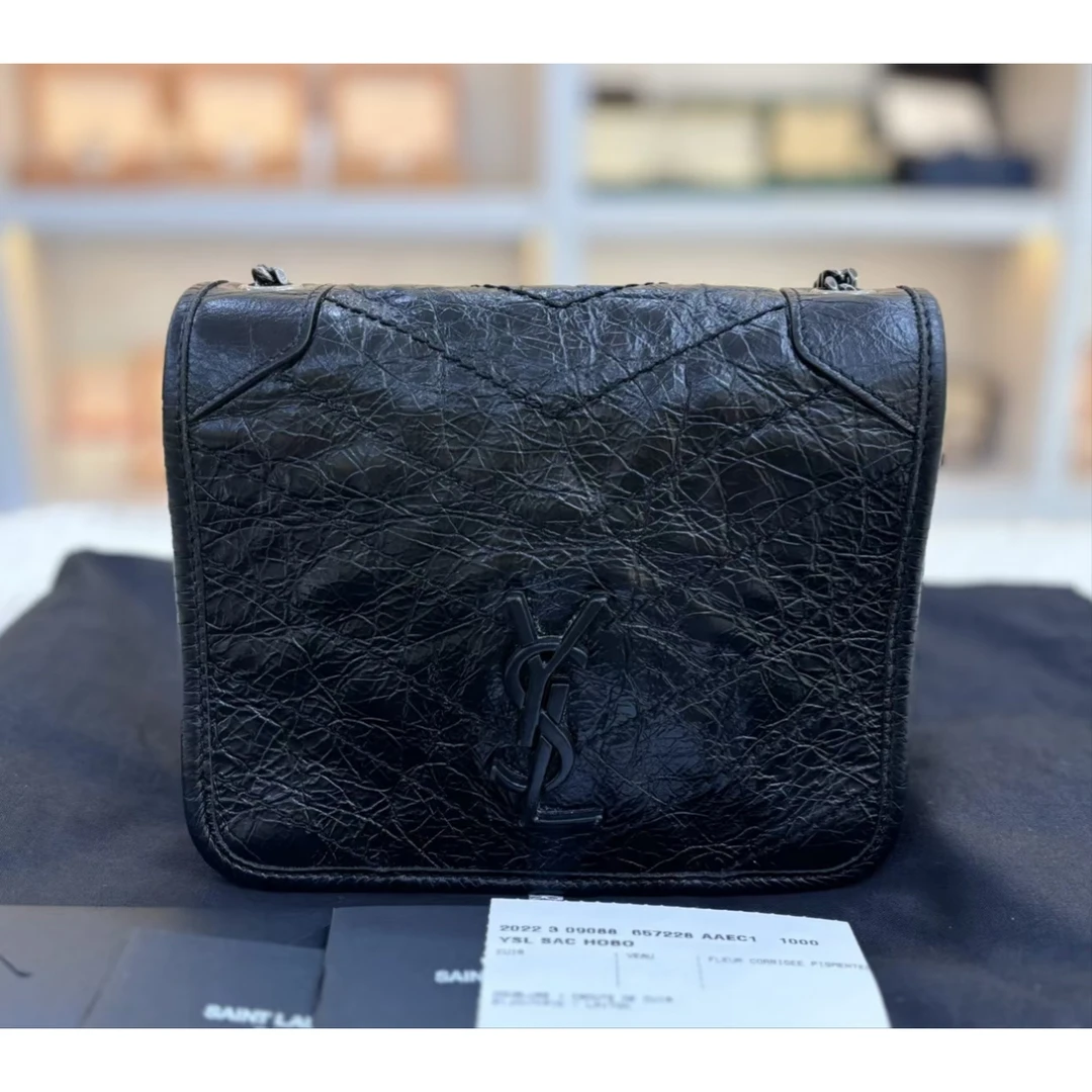 99新 YSL/圣罗兰 NIKI迷你黑色D扣/单肩/斜跨/包包