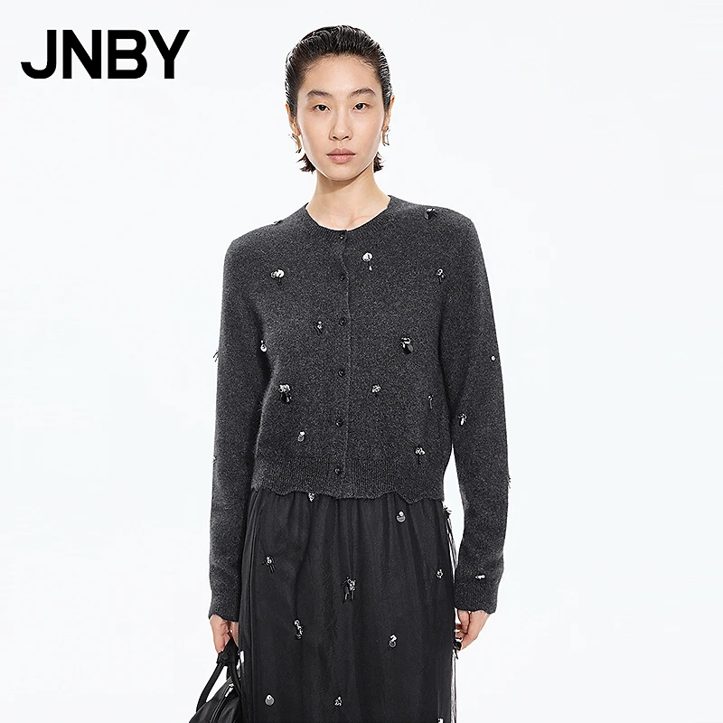 【商场同款】JNBY/江南布衣25秋新品毛针织衫长袖开襟5P9313750