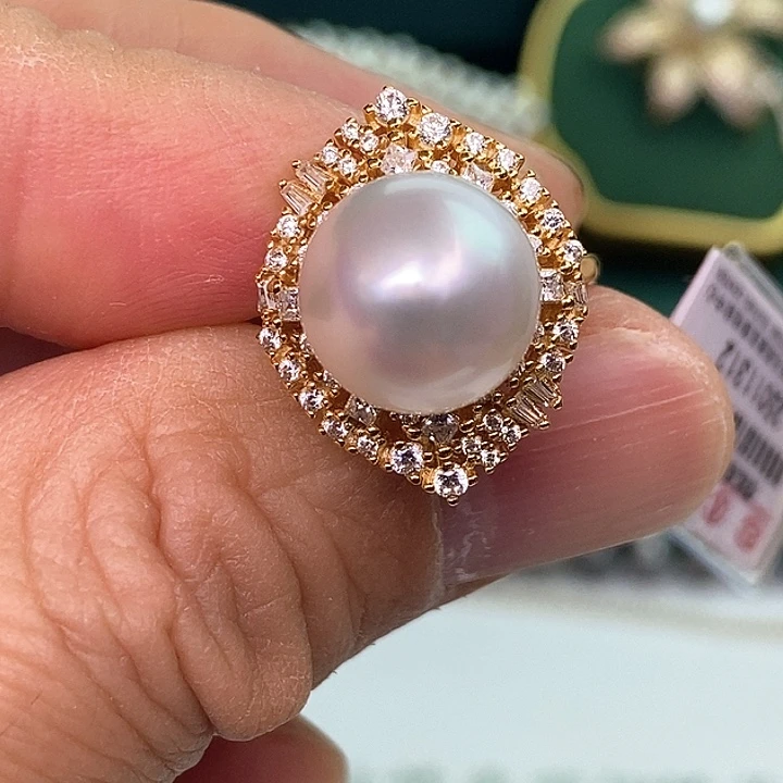 银S925镶嵌戒指海水珍珠