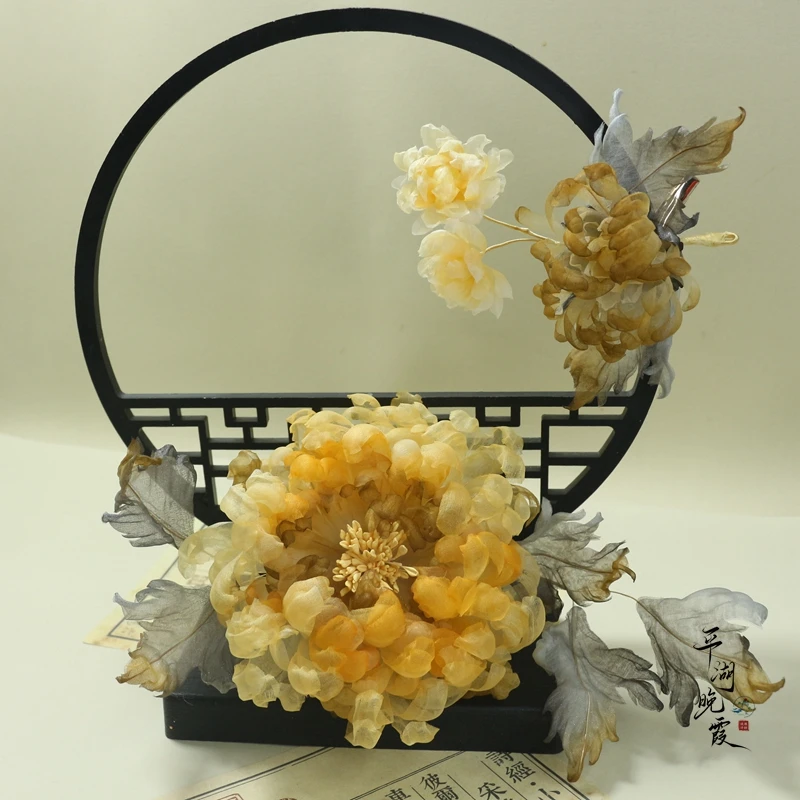 十二花神之九月菊花 悠然套系 平湖晚霞古风饰品店庆款 真丝烫花