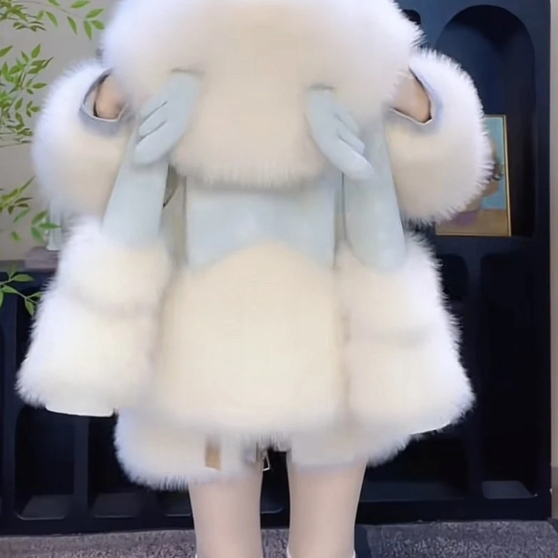 巴拉开门红女童皮草外套2026新款洋气儿童装宝宝秋冬加厚可爱毛毛