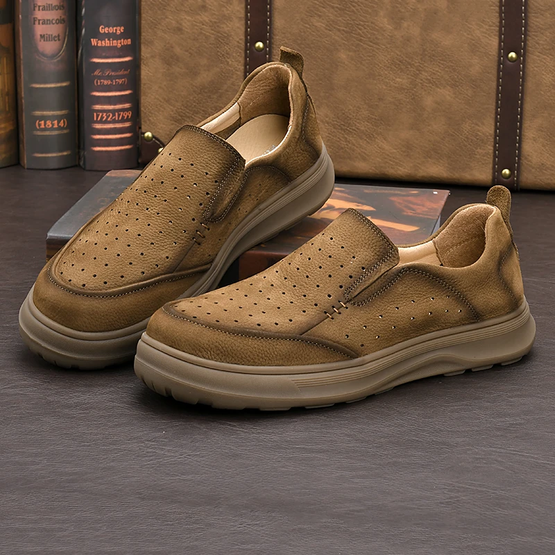 2025夏季新款透气打孔鞋时尚真皮百搭