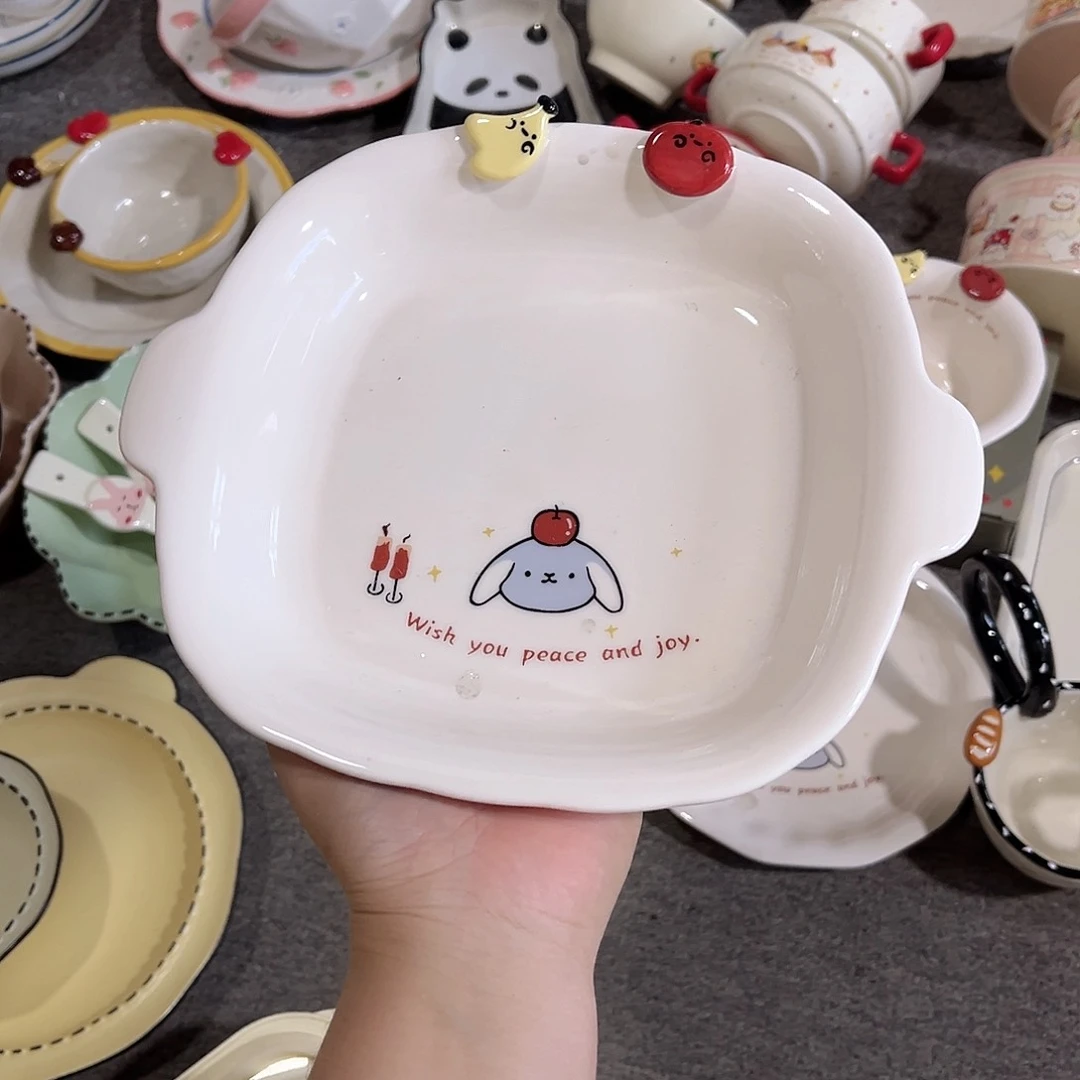 苹果小狗双耳陶瓷餐具