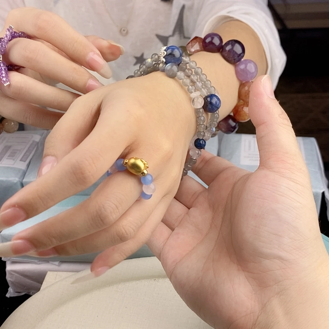 水晶手链银S925镀金镶嵌