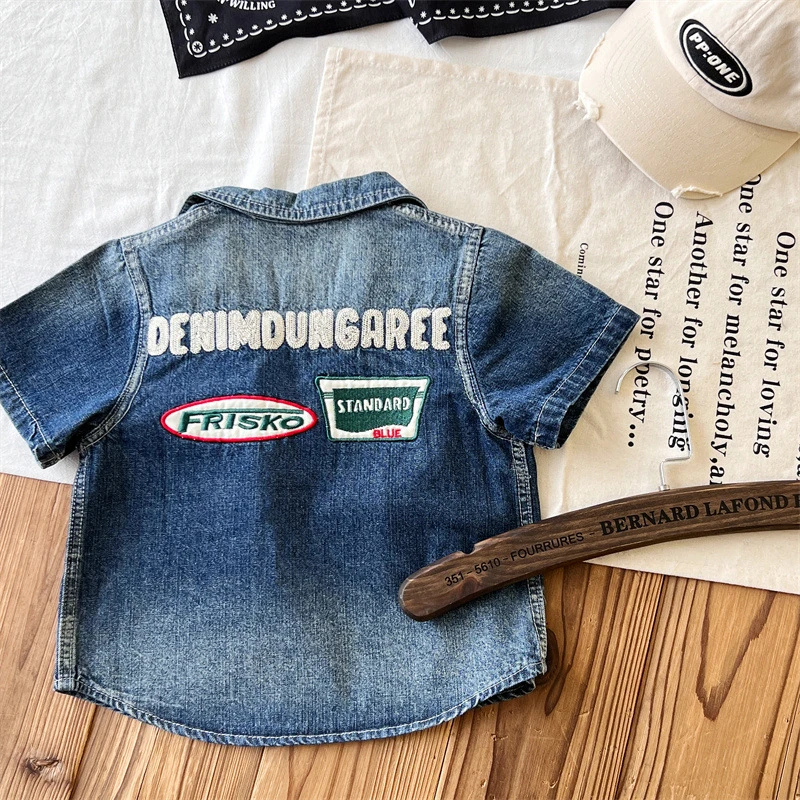 【现货】日系中古童装上衣宝宝DD夏款牛仔衬衫短袖儿童