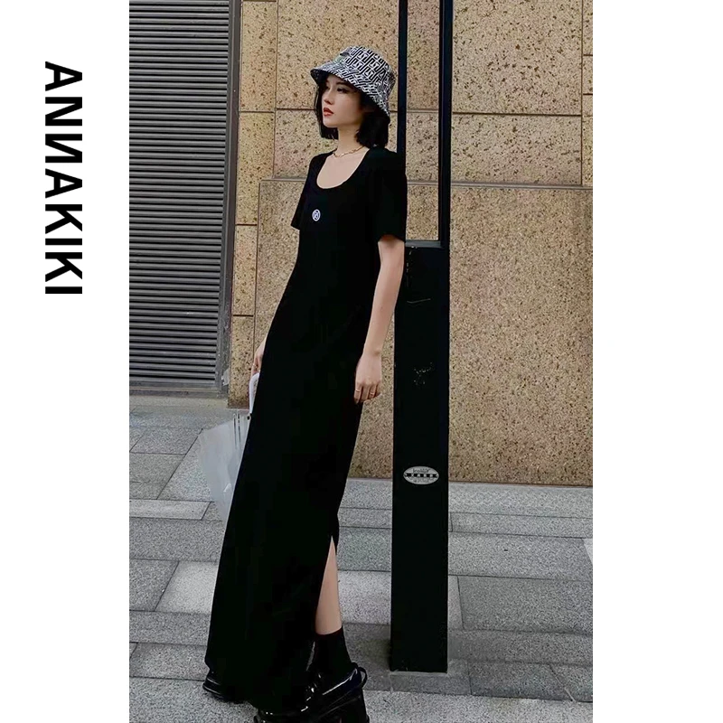 【AUNISEX专属】ANNAKIKI 方形领LOGO绣花连衣裙 3B20827996A