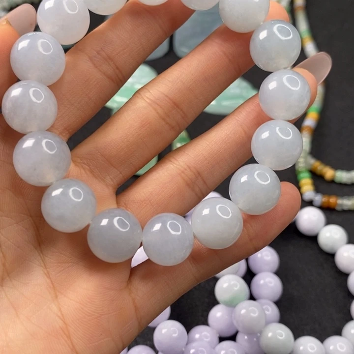 未镶嵌手链翡翠缅甸天然A货翡翠冰透紫底手串