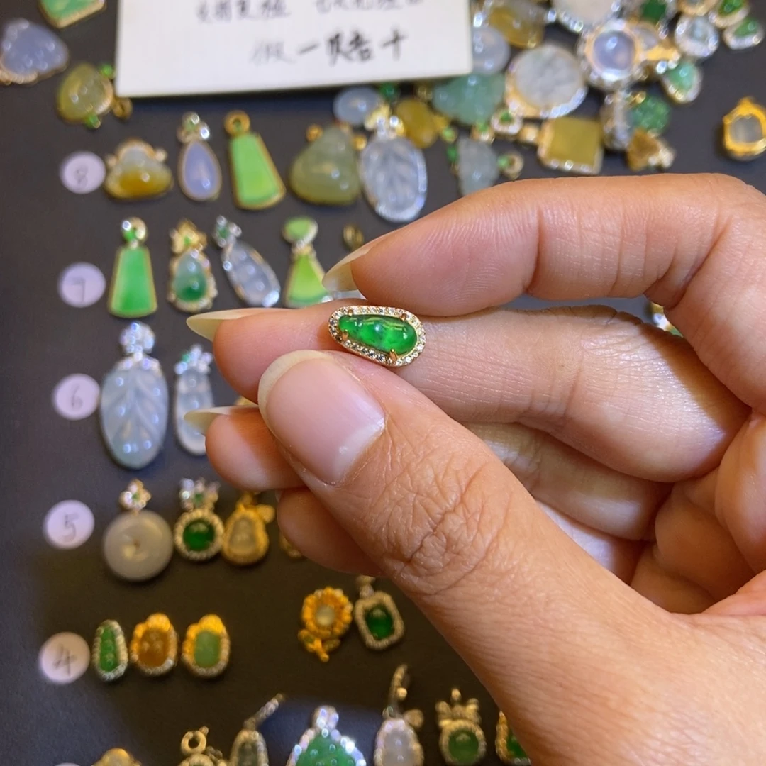 翡翠银S925镶嵌吊坠(不含链)