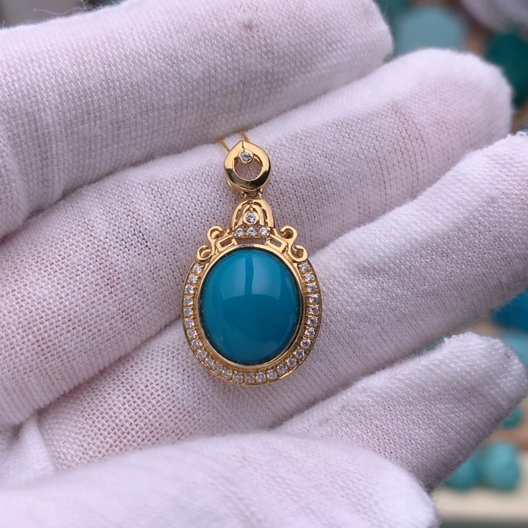 绿松石18K金镶嵌珠宝奇石