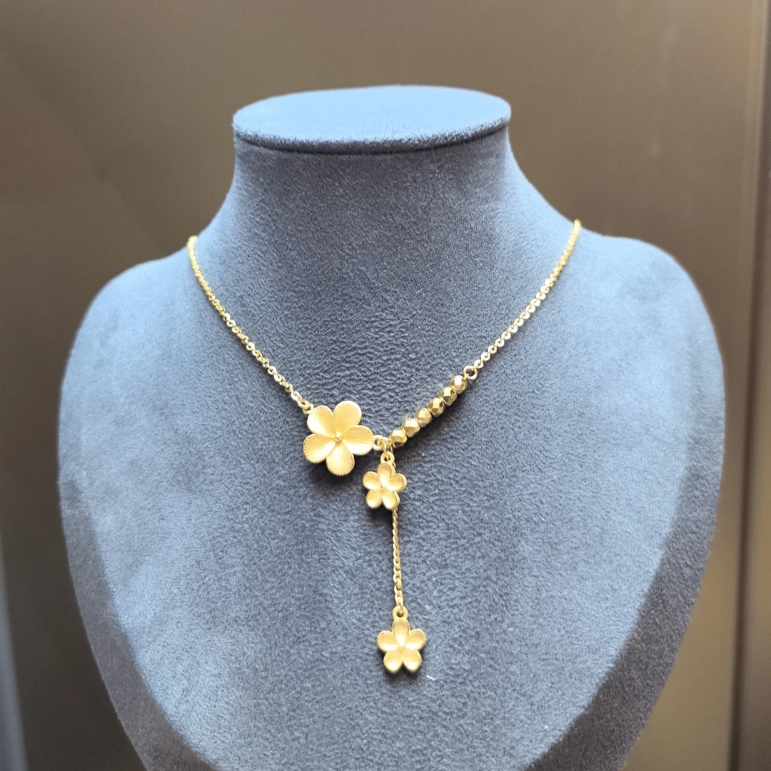 【不支持无理由退】足金999三朵桃花流苏套链