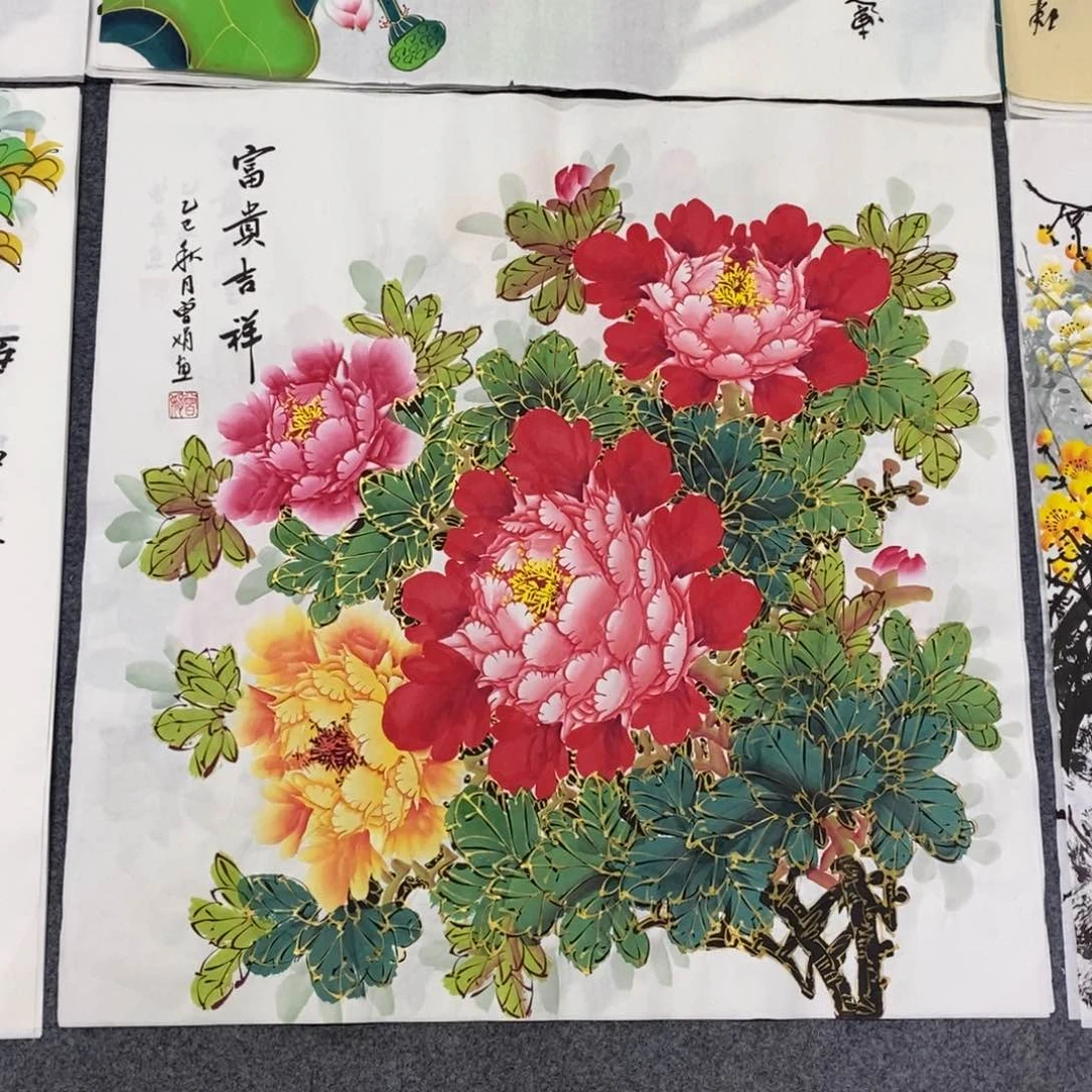 国画尺寸70✖️70精品斗方手绘画