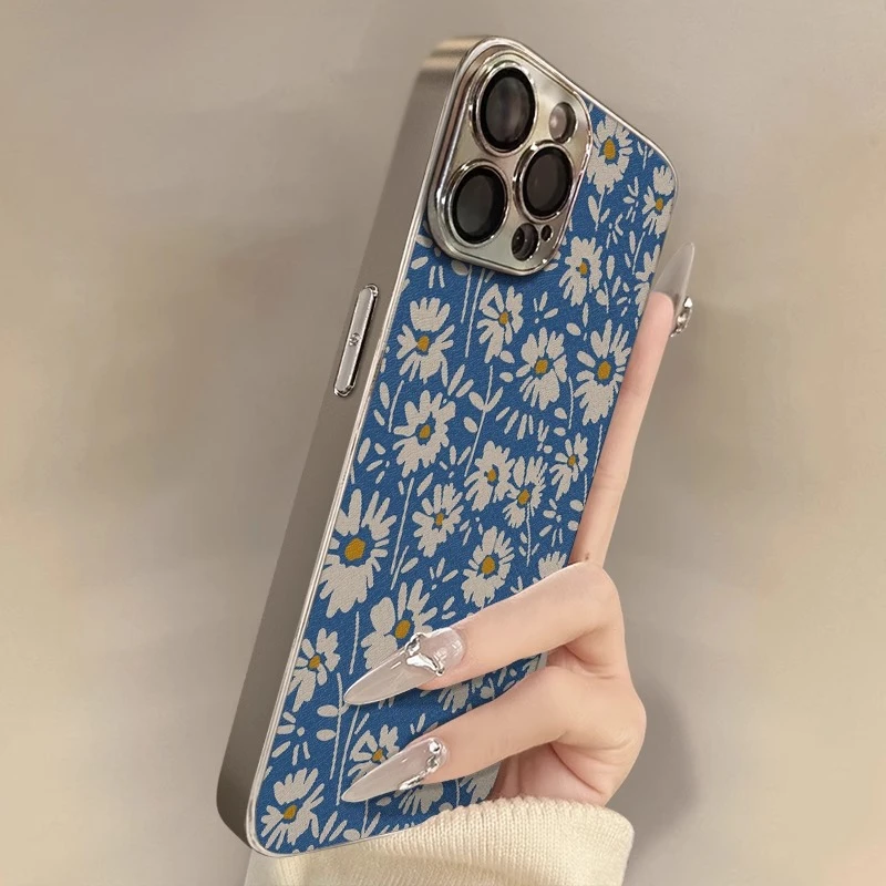 雏菊适用苹果16ProMax手机壳iPhone15小羊皮14plus全包防摔13支架