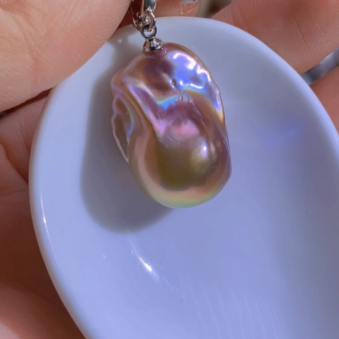 银S925镶嵌淡水珍珠微瑕