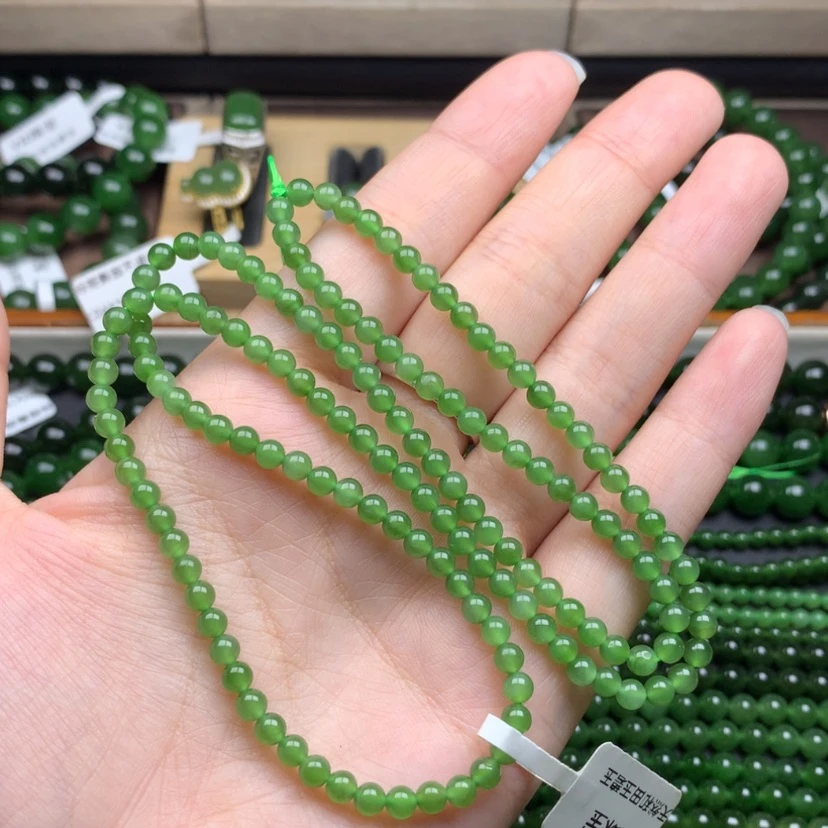 【闪购商品】颈饰未镶嵌和田玉（碧玉）4m果绿无黑