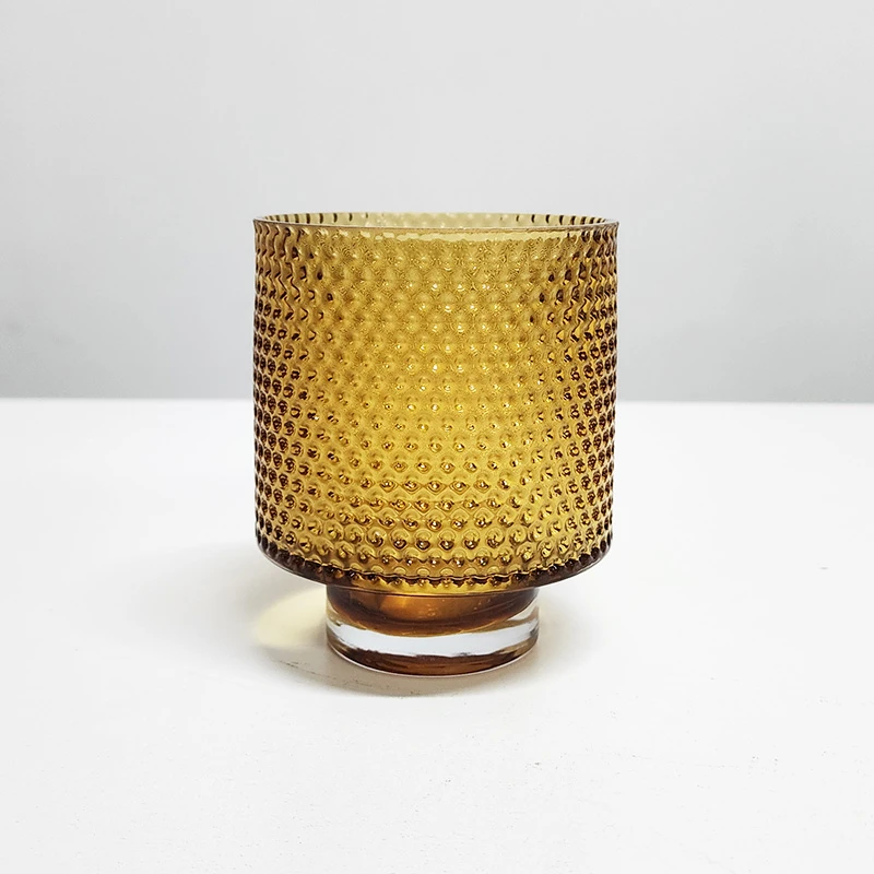 【高12cm】摩瑟家居【摩根蜡烛杯-琥珀色】HCDF花瓶摆件玻璃花盆