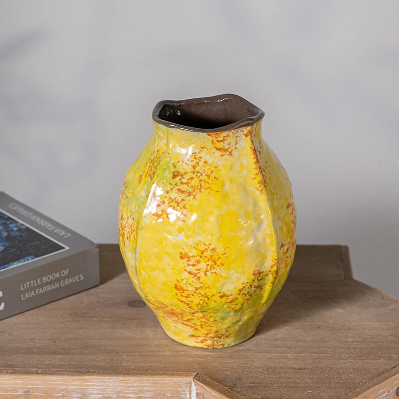 A7-1景德镇高端陶瓷花瓶 金缕瓶复古现代家居插鲜花水培花器摆件