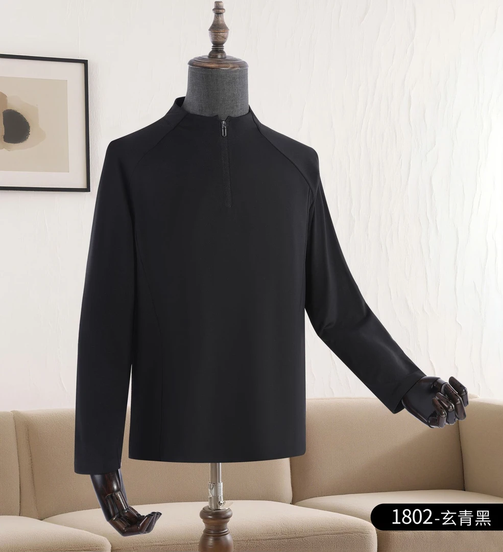 2025秋冬男长袖立领上衣时尚半拉链