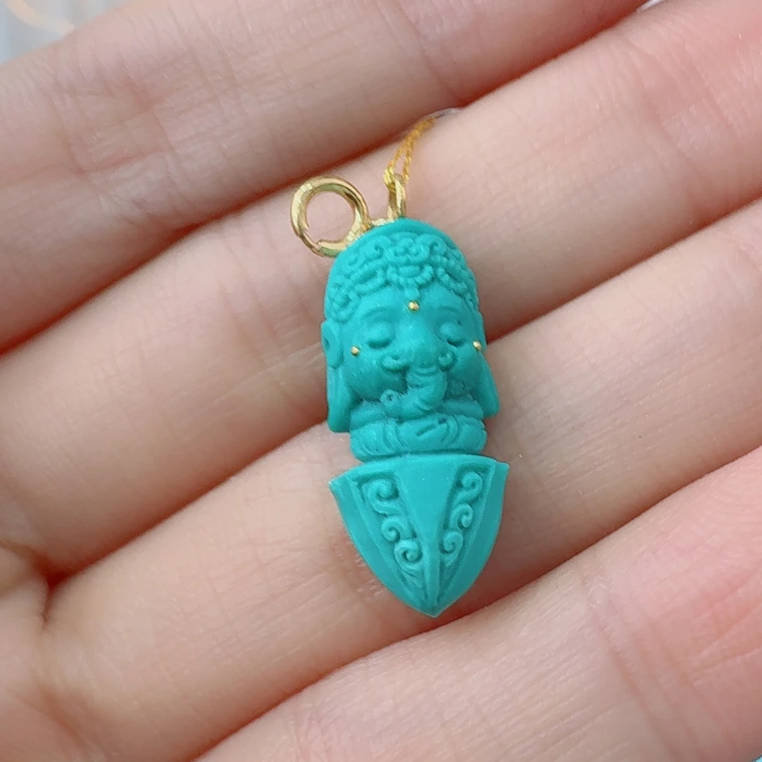 p****绿松石18K金镶嵌珠宝奇石