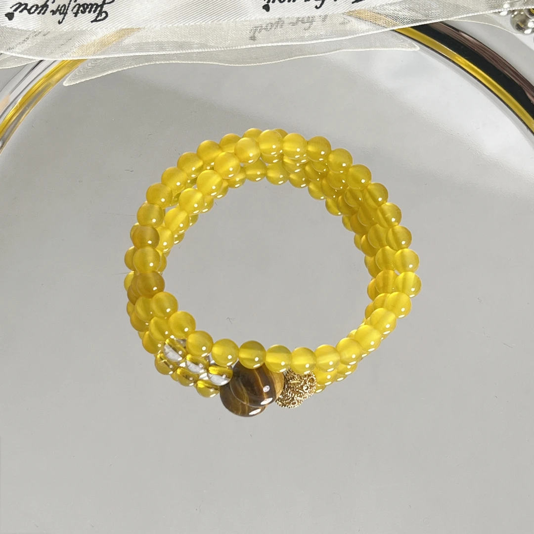 【天宙为】黄玛瑙手串黄虎眼显白黄手链礼物高级爆款女士多样性发一