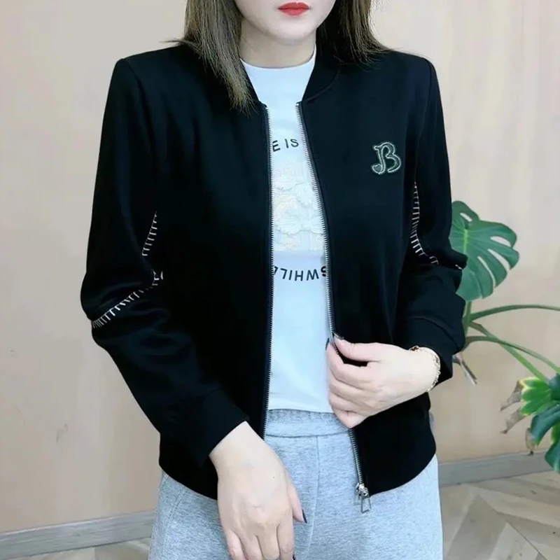 高含棉2025年春秋新款时尚百搭显瘦短外套女休闲修身减龄拉链上衣