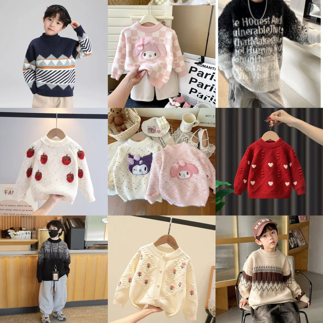 【双囍毛衣1】M001-200男女童儿童新款时尚洋气韩版春秋秋冬毛衣